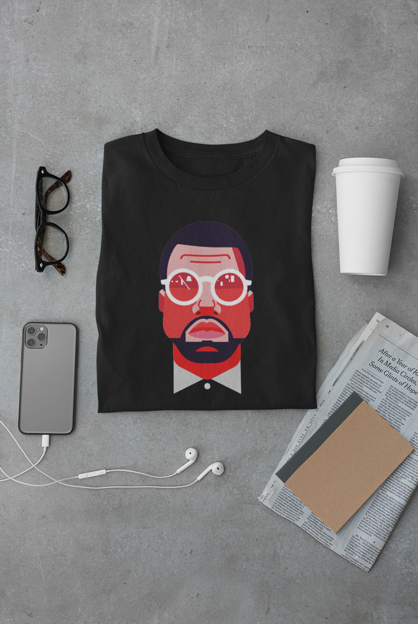 Camiseta "Kanye West" Clássica - Música