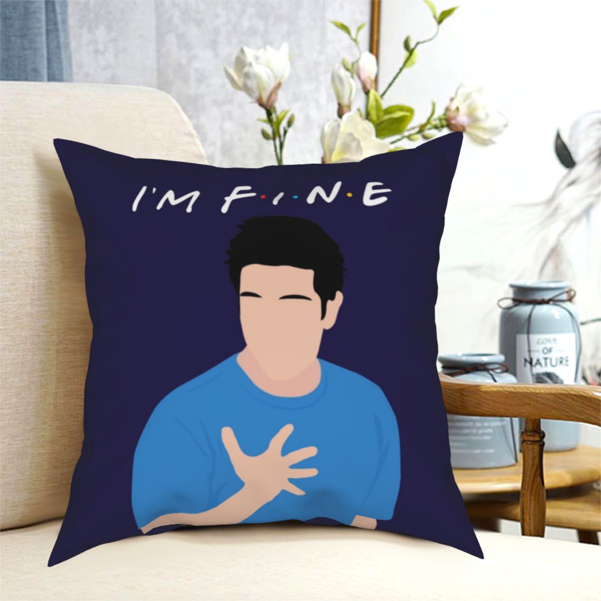 Capa de Almofada "Ross - I'm Fine" - Friends - Séries de TV