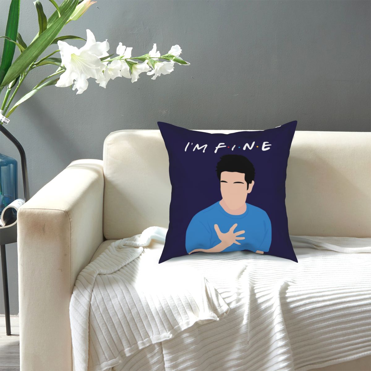 Capa de Almofada "Ross - I'm Fine" - Friends - Séries de TV