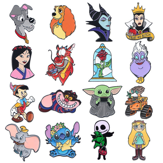 Broches Personagens - Alice Nos Pais da Maravilha / Mulam / Pinóquio / A dama e o vagabundo - Filmes